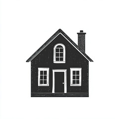 Obraz premium school house silhouette , black and white illustration isolated on white background