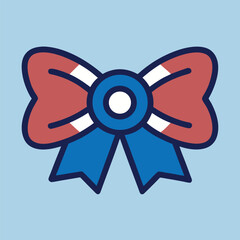 Memorial Day Bow Tie Icon – Vector Art Illustration and Patriotic Design