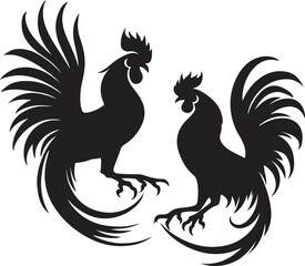 silhouette of two angry rooster fighting vector illustration © Mohaiminul