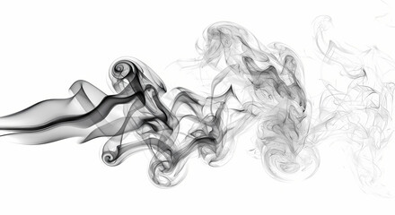 Abstract Smoke Texture Black and White Ink Swirl Background