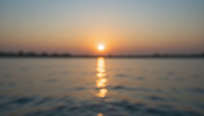 Serene sunset over calm waters coastal beach photography evening atmosphere wide angle view tranquility and reflection