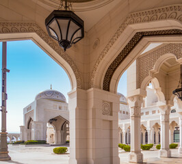 Abu Dhabi. UAE. Entrance to the Presidential Palace in downtown Abu Dhabi.