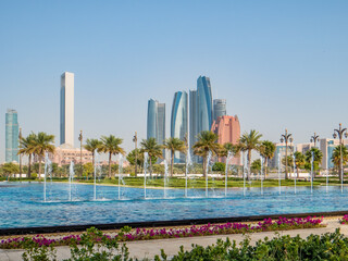 Abu Dhabi, United Arab Emirates. Etihad Towers are five skyscrapers complex with 74 floors.