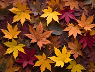 Colorful autumn leaves creating a vibrant and natural vertical background for seasonal concepts. Generated AI