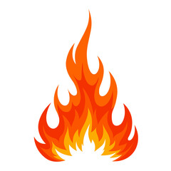 vector illustration of a burning fire, bright fire symbol in red and yellow vector illustration