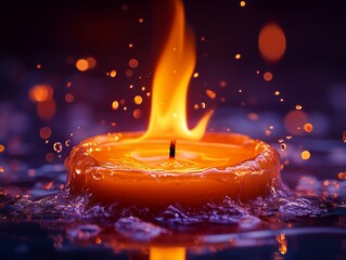 Candle Holder Toppled With Vibrant Flames Illuminating the Darkness