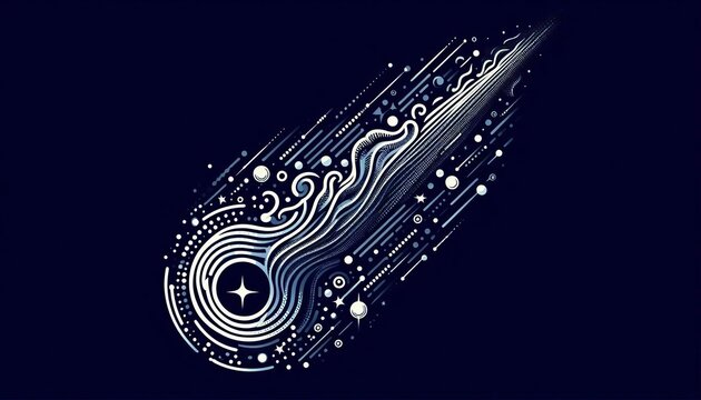 Comet s Tail Banner Stylized comet with ionic tail streaming beh