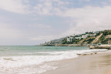 Shoreline of the coast in Los Angeles, California