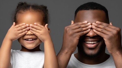 Joyful Moments of Father and Daughter Playing Hide and Seek Game
