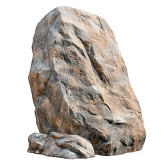 Large, textured rock on a white isolated background.