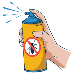hand holding mosquito repellent spray isolated vector illustration on white background