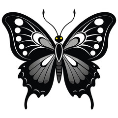 Elegant Butterfly, Black Butterfly, White Butterfly, Butterfly Silhouette, Black and White Design, Elegant Silhouette,