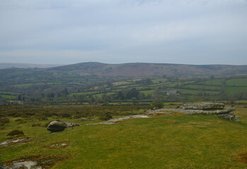 Fototapeta premium Looking west from Wind Tor, Dartmoor, Devon, England