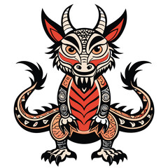 Stylized Cartoon Dragon Illustration Tribal Tattoo Design