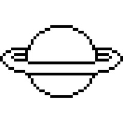 Fototapeta premium Pixel Saturn. Saturn icon. Pixelated icon