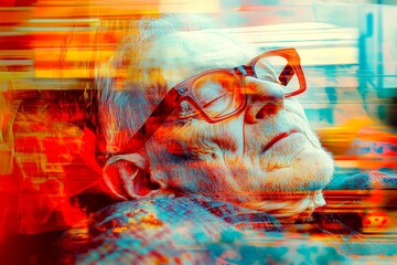 Metaphorical dysphagia awareness of a growing old. Age-related illness. Dysphagia - issue in old age: abstract image of mental state. Elderly decline. Old person crying. Fragile aging man.