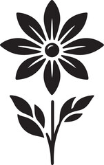 Drawing Flower Black Silhouette Vector, Hand-Drawn Floral Art & Minimal Clipart