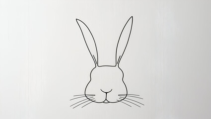 Obraz premium A simple minimalist outline of a bunny face with long ears, cleanly drawn and centered on a white background