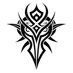 Abstract Tribal Tattoo Design Black Ink Symmetrical Pattern