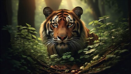 A Bengal Tiger Emerging from the Jungle – The piercing gaze of