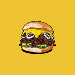 Cartoon Sandwich on Yellow Background