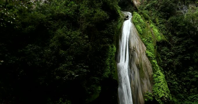 A beautiful waterfal runs through the forest of the Sierra Gorda in Pinal de Amoles, Quer&eacute;taro, Mexico.