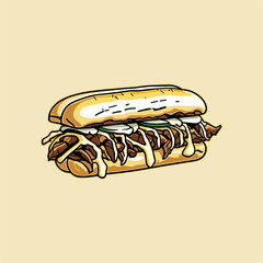 Cartoon Sandwich on Yellow Background