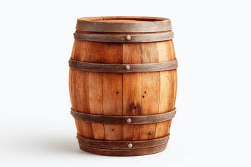 Obraz premium rustic wooden barrel isolated on white background