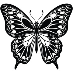 Elegant Butterfly, Black Butterfly, White Butterfly, Butterfly Silhouette, Black and White Design, Elegant Silhouette,