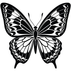 Elegant Butterfly, Black Butterfly, White Butterfly, Butterfly Silhouette, Black and White Design, Elegant Silhouette,