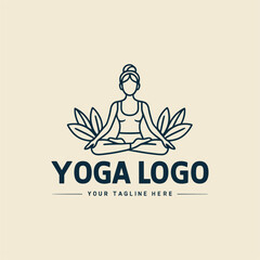 Yoga Logo with Crossed Legs and Leaves