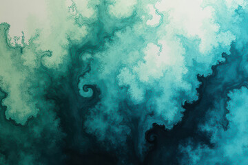 Mesmerizing Ink in Water Photography: Teal & Light Khaki Swirls Create Dreamlike Patterns
