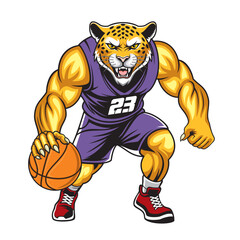 basketball mascot vector illustration jaguar basketball design © sugeng