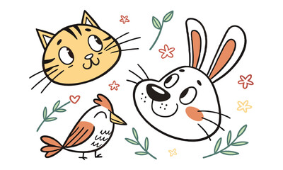 Cute Animal Friends Illustration