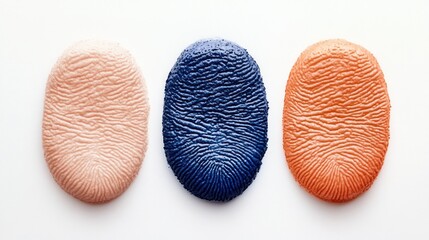 Three colored fingerprint impressions