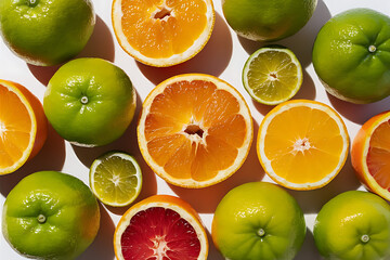 Bright Summer Citrus Composition Orange, Lime and Grapefruit