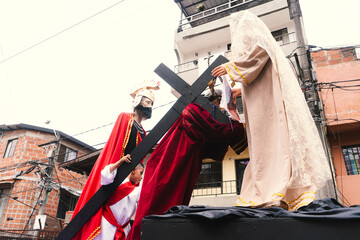 Obraz premium Holy Week procession on Good Friday in Medellín.