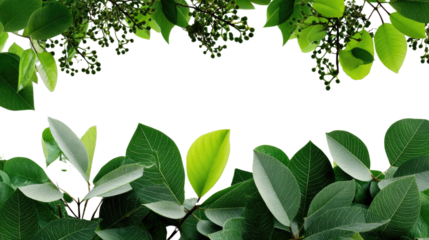Green Leaves Frame: Lush green leaves create a vibrant natural frame, perfect for showcasing your text or design. The leaves vary in shades of green, creating a visually appealing texture.
