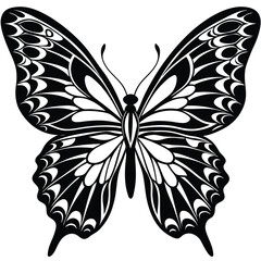 Elegant Butterfly, Black Butterfly, White Butterfly, Butterfly Silhouette, Black and White Design, Elegant Silhouette,