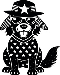 Patriotic Pup in USA Hat and Shades – July 4th Vibes