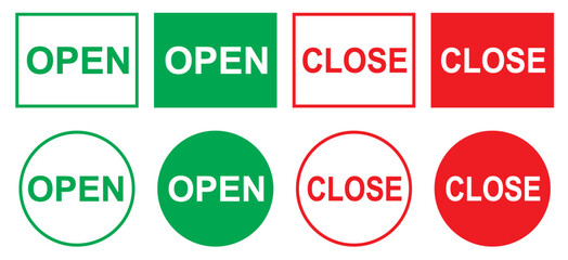 OPEN and CLOSE Sign Icon Set - Vector Graphics