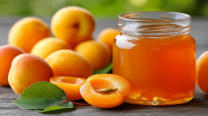 Apricot Jam with Fresh Fruits on a Smooth Surface