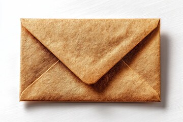 Craft Envelope Close-up on White Surface Mailing Concept Communication Stationary