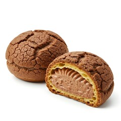 
dessert choux with chocolate cream isolated on white background
