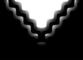 Vector black and white striped background with space for text. Abstract pattern.  Wavy design element. . The letter V