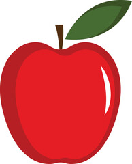 Red Apple. Flat Design Vector Illustration Of A Red Apple On White Background. apple fruit design.