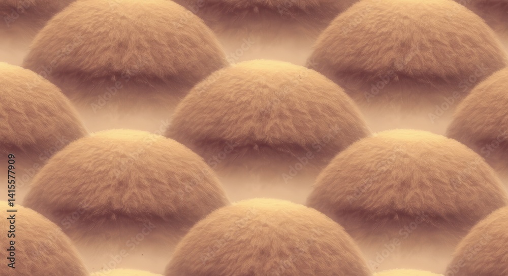 Poster Rows of Soft Brown Furry Domes Pattern Repeating Seamless Texture