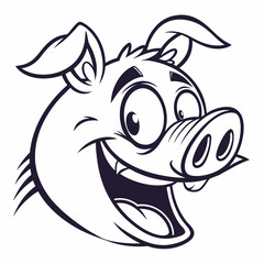 Funny Pig Face Cartoon Vector Icon