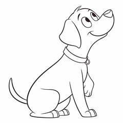 Simple Dog Cartoon Outline Vector