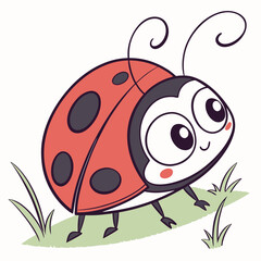 Chibi Ladybug Cartoon Vector Drawing